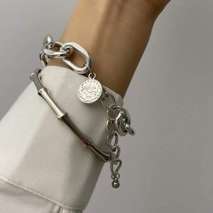 2PC 18K GOLD PUNK CHAIN BANGLE/BRACELET SET